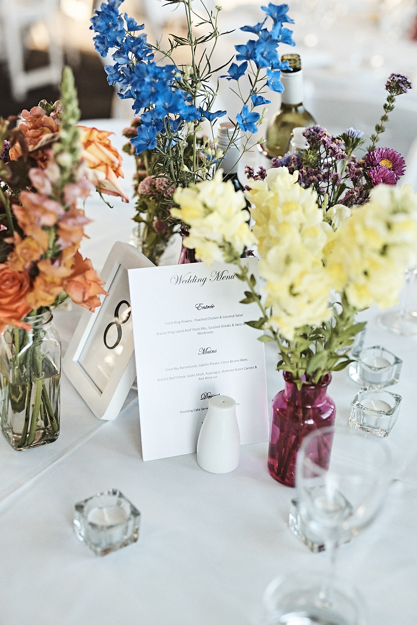 Beach Wedding Reception with a balance of colour.
